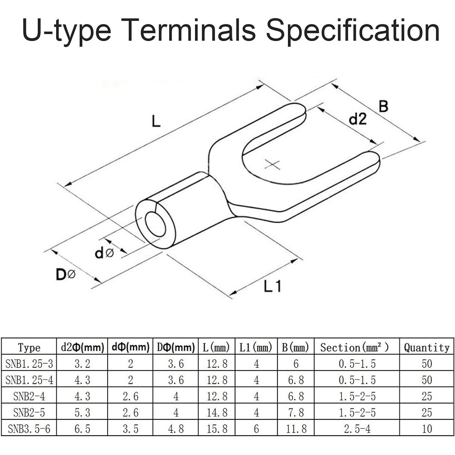 100 Terminales de Espada Desnudos Carkio SNB3.5-4 Cobre 37A