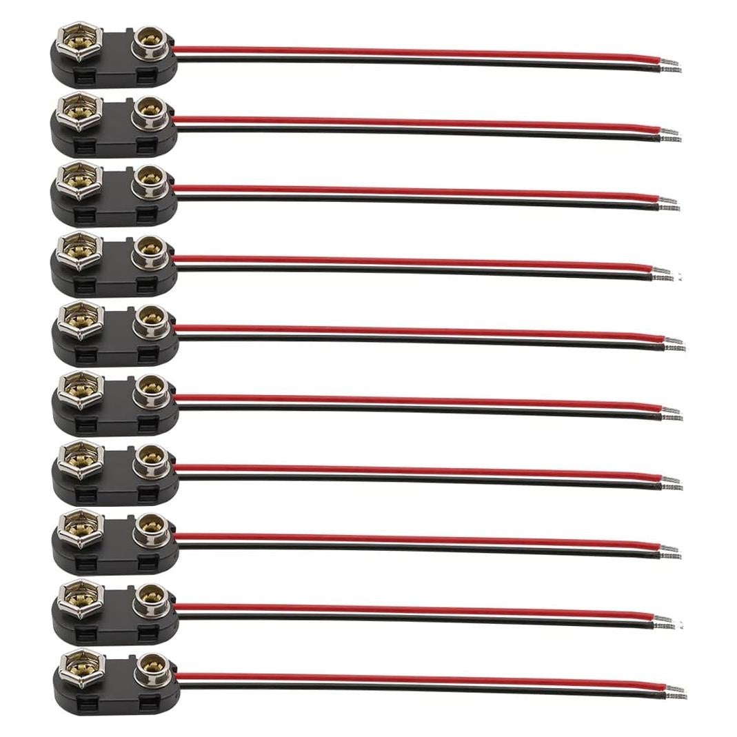 Paquete de 10 Conectores de Batería 9V Tipo I con Cable 22AWG