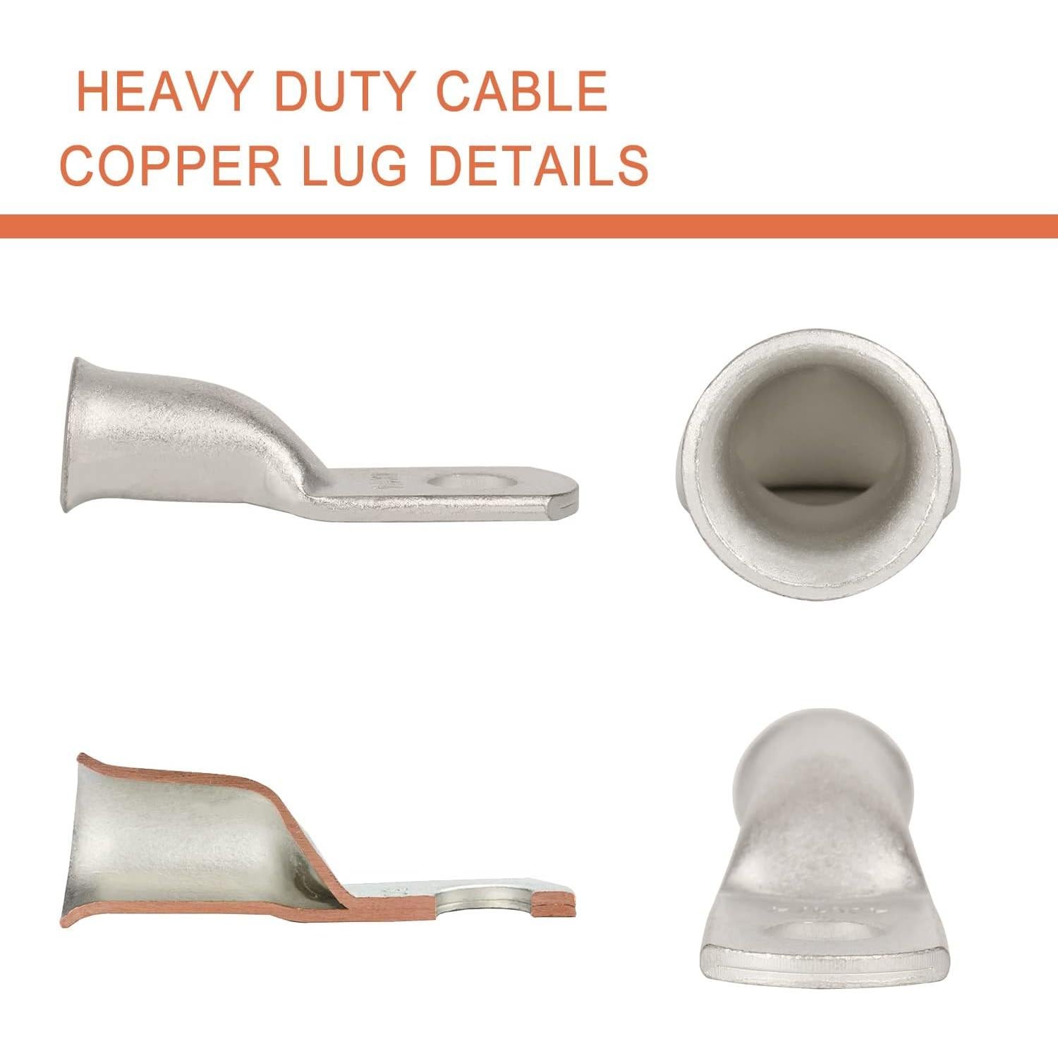 10 Terminales de Anillo de Cobre Estañado RIOCAN 4 AWG 1/4"