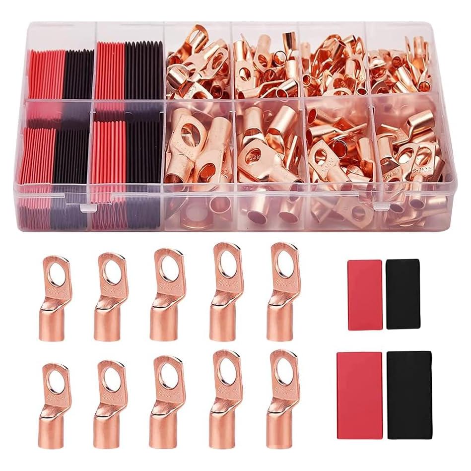 50 Conectores de Terminal de Cobre UUYYEO con Tubos Termocontraíbles