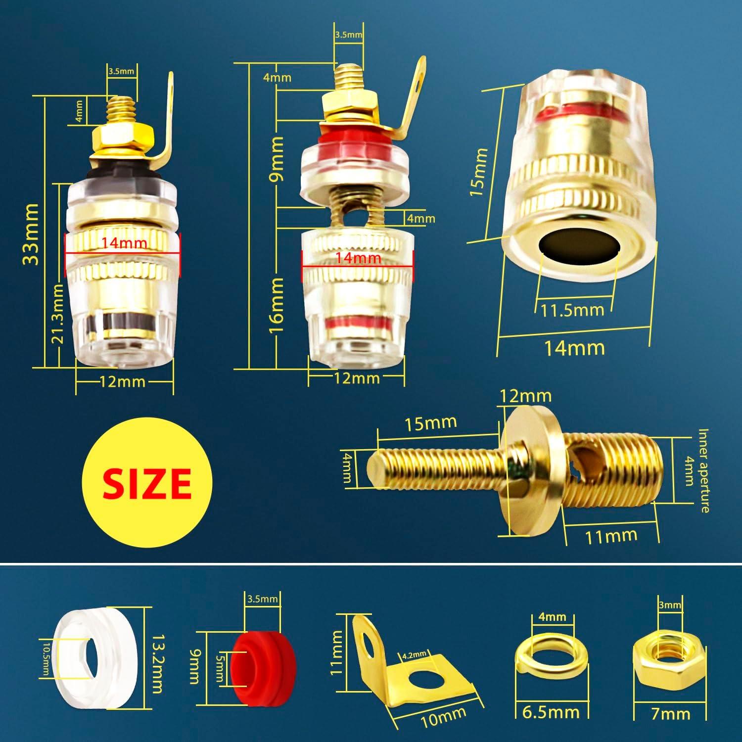Conector de enchufe banana 4mm DaFuRui 8PCS rojo y negro