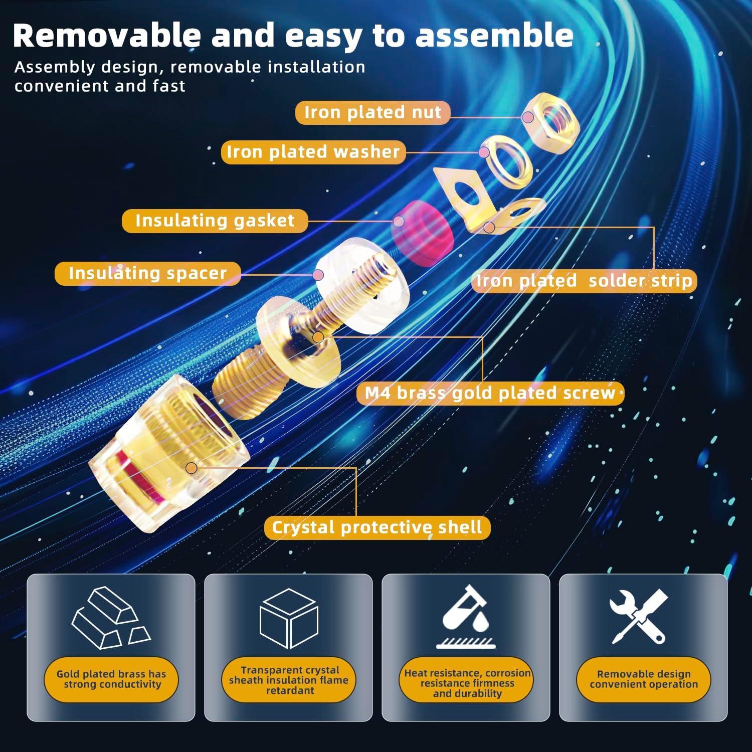 Conector de enchufe banana 4mm DaFuRui 8PCS rojo y negro