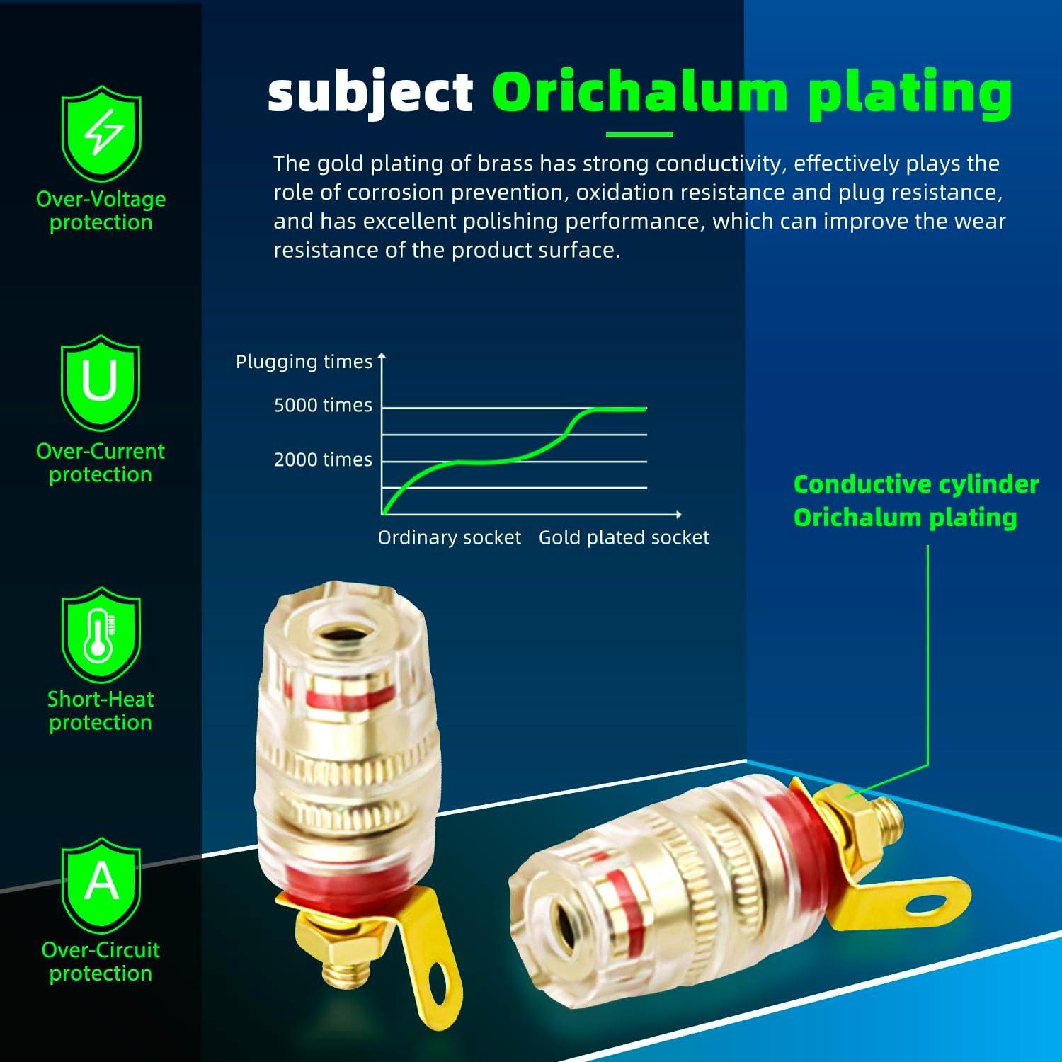 Conector de enchufe banana 4mm DaFuRui 8PCS rojo y negro