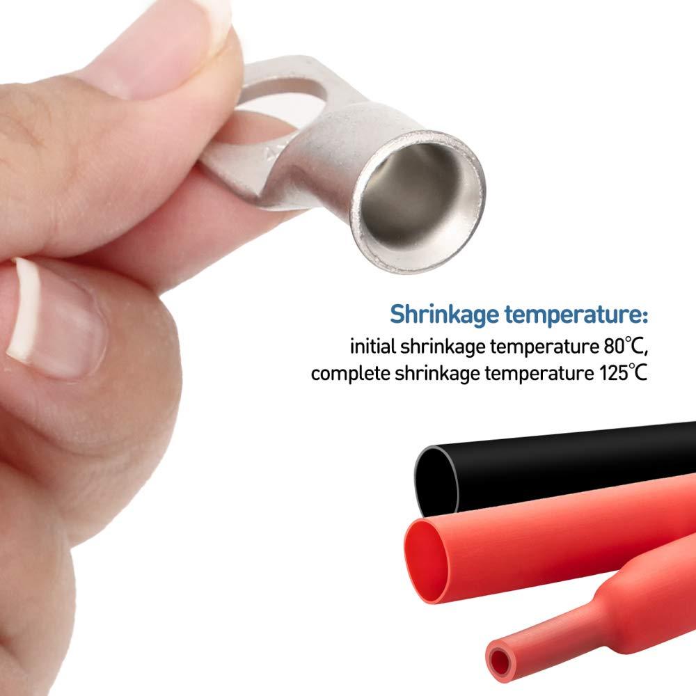 12 Conectores de Terminal de Anillo de Cobre 6 AWG con Tubo Termocontraíble