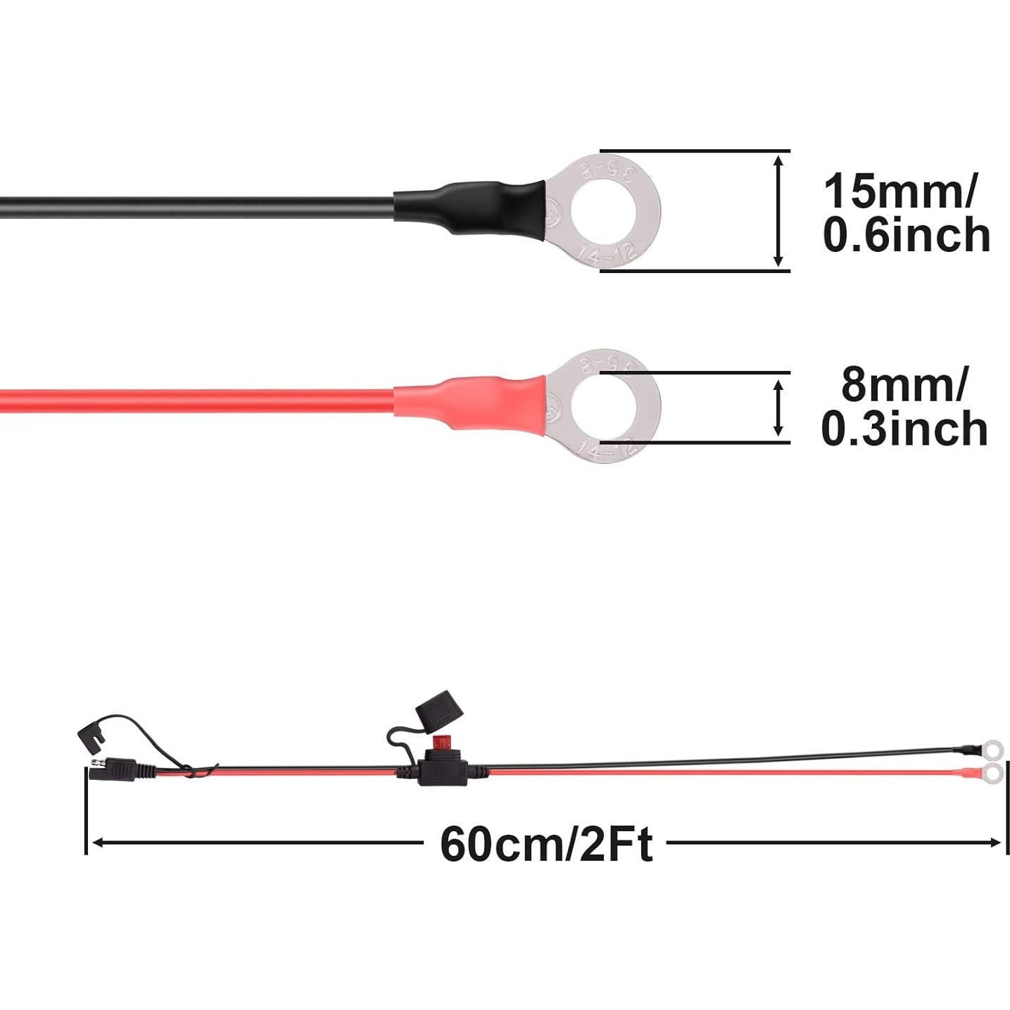 Conector de Batería SAE iGreely 16 AWG 0.6m con Fusible 10A