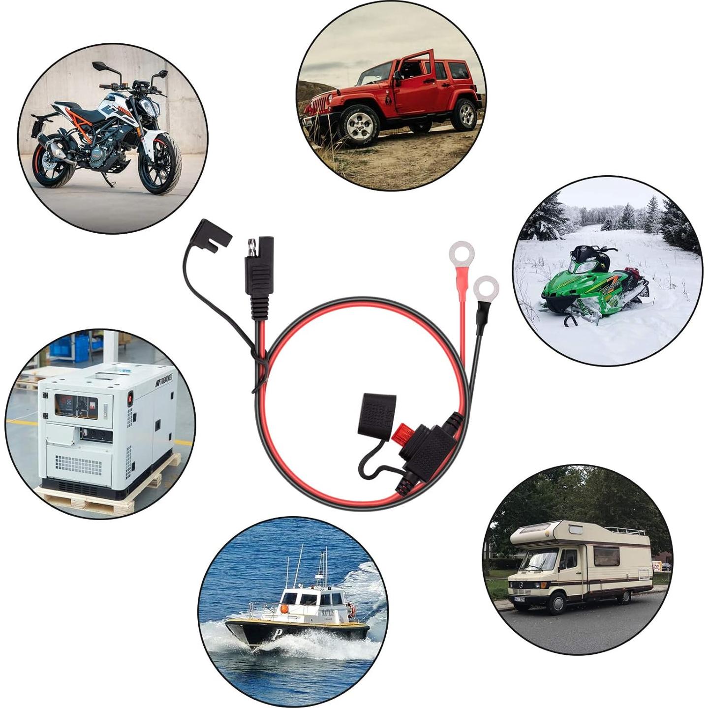 Conector de Batería SAE iGreely 16 AWG 0.6m con Fusible 10A