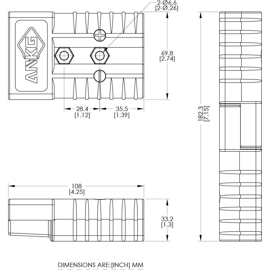 Conector de Desconexión Rápida ANKG 350A 600V 2/0 AWG Rojo