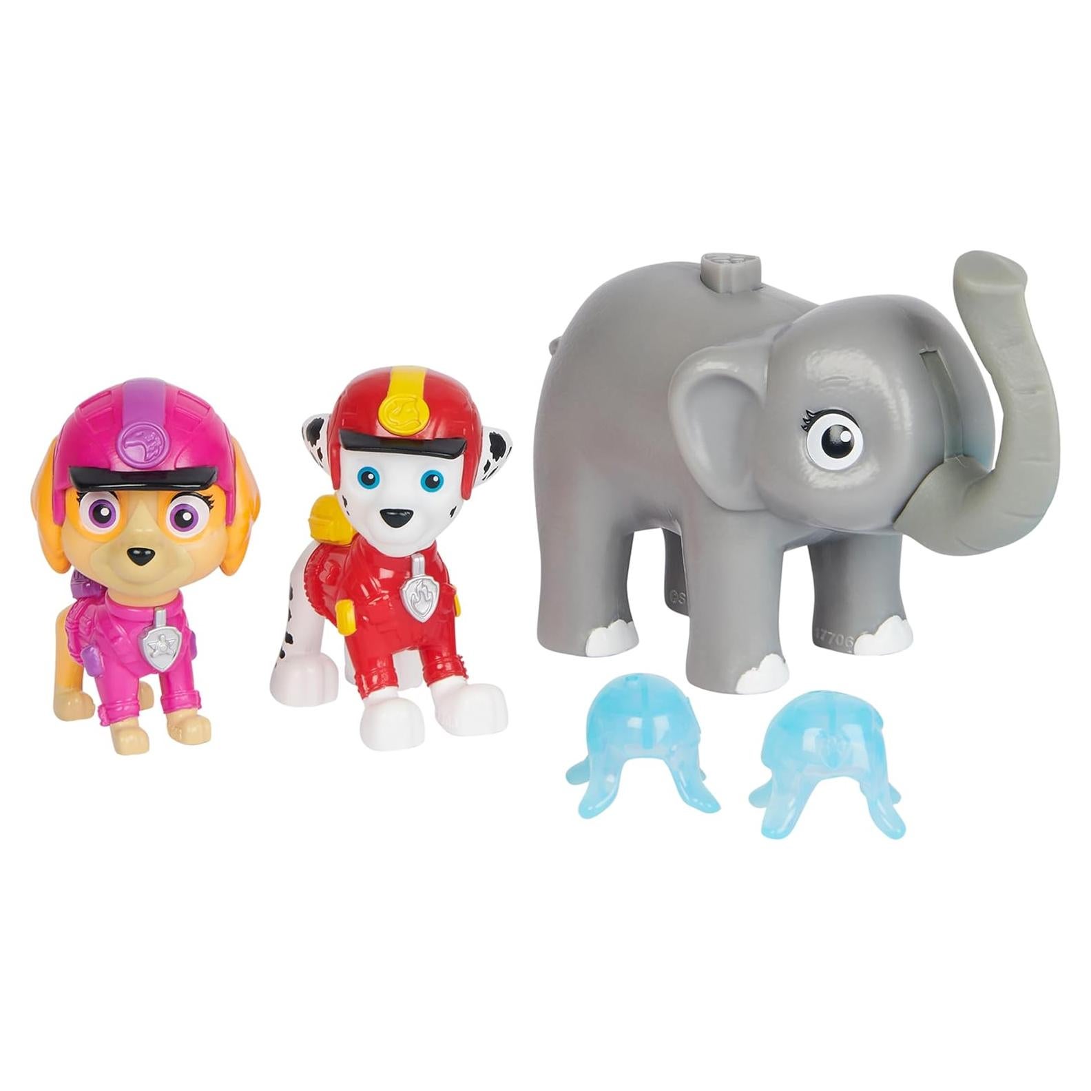 Figuras PAW Patrol Jungle Pups Marshall y Skye + Elefante