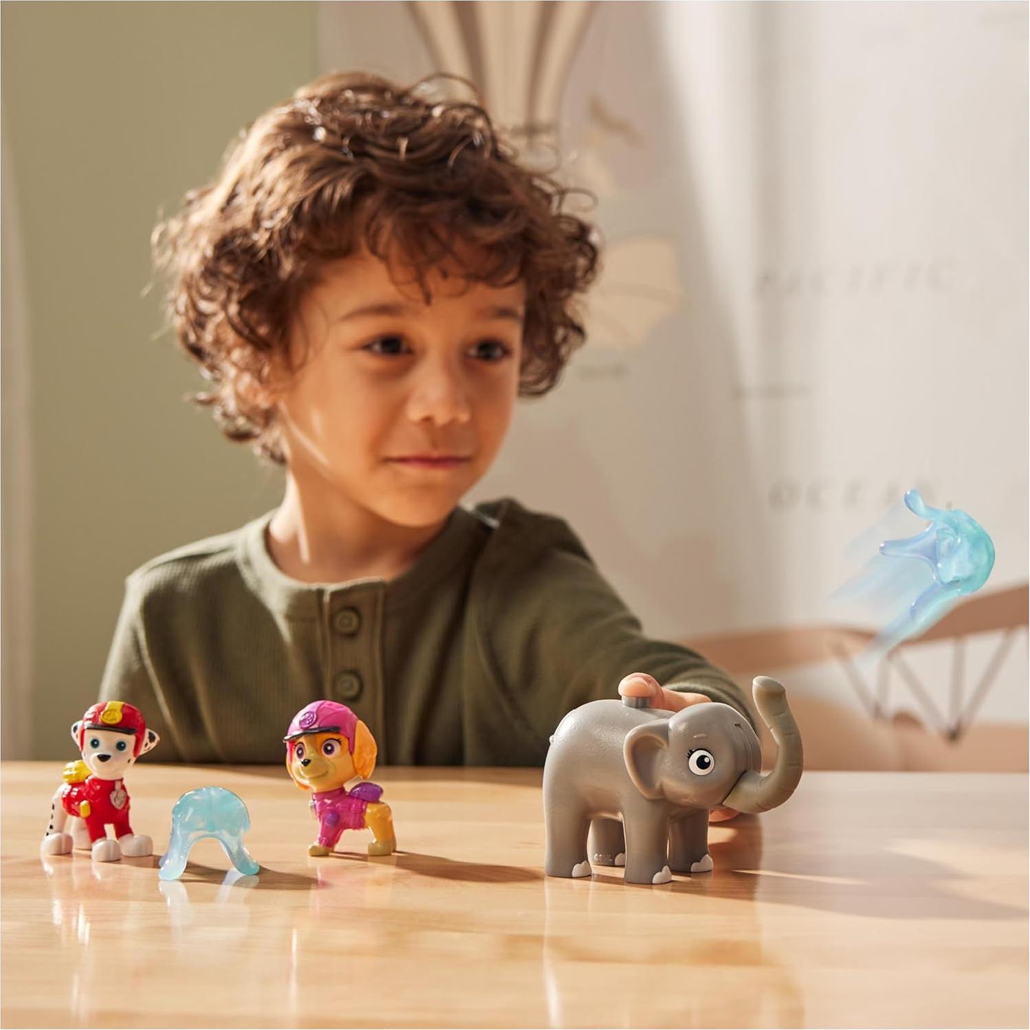 Figuras PAW Patrol Jungle Pups Marshall y Skye + Elefante