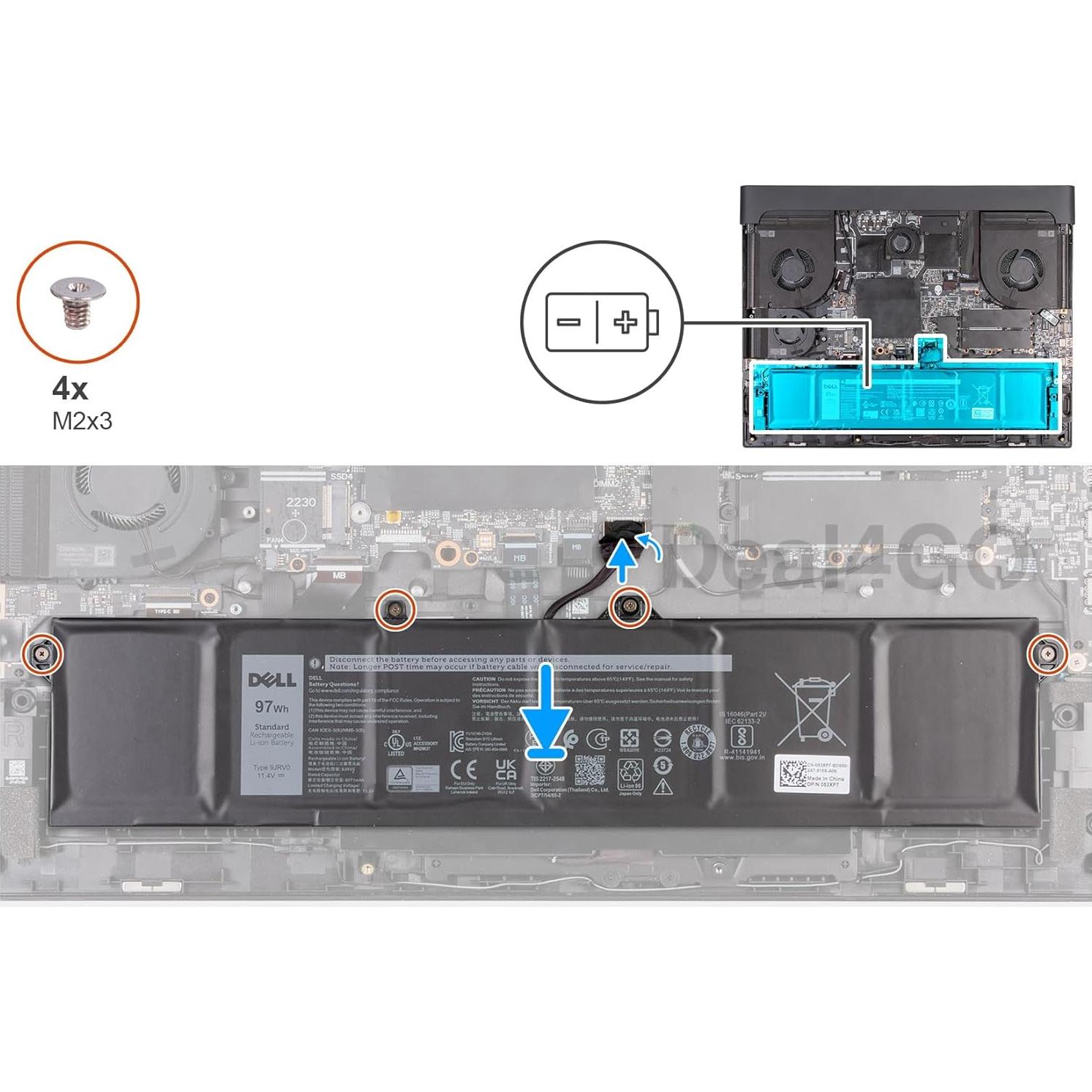 Cable de Conector de Batería Deal4GO KPWV7 para Dell Alienware M18
