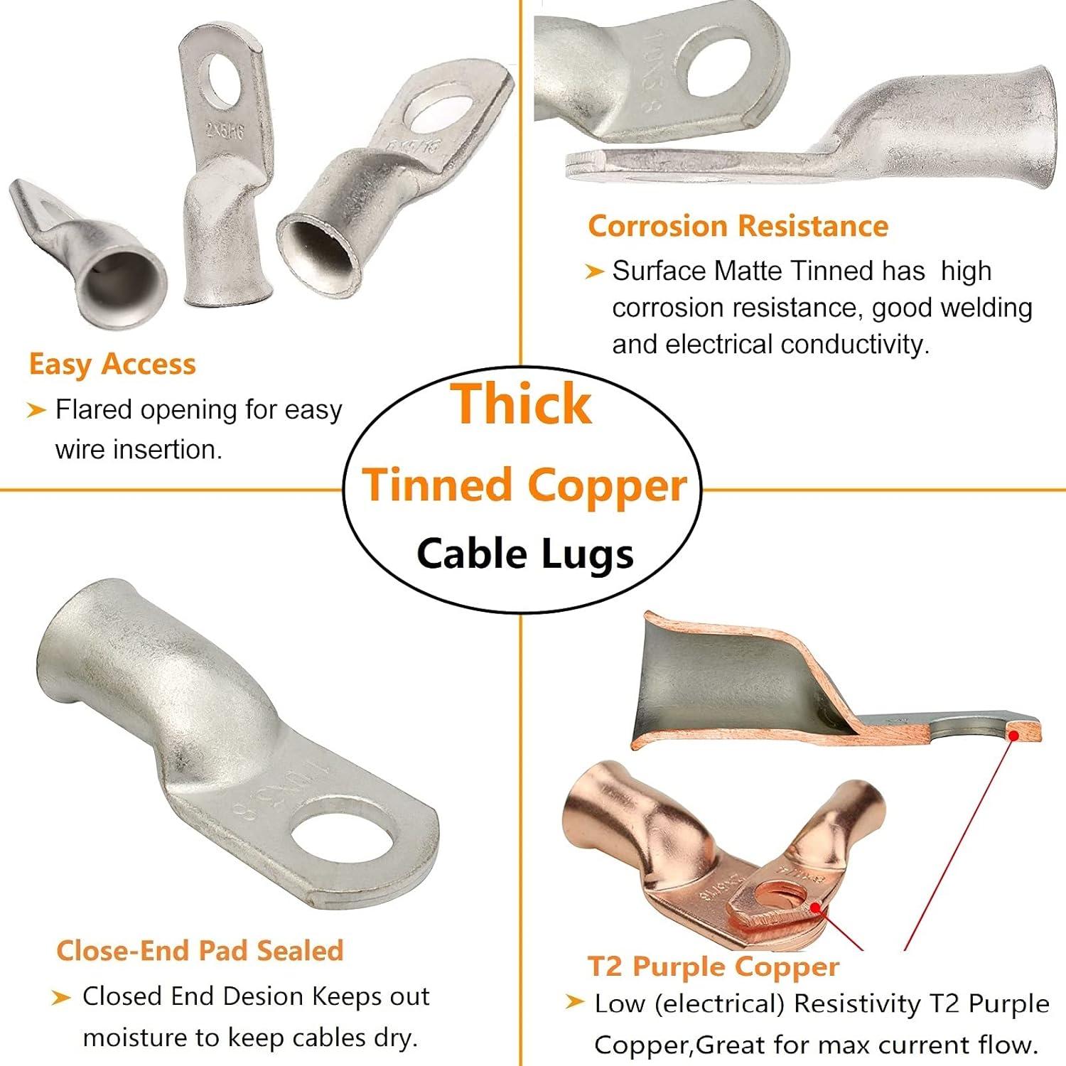 Kit de Terminales de Cobre Estaño SVAAR 0/2/4 AWG con Termoencogible