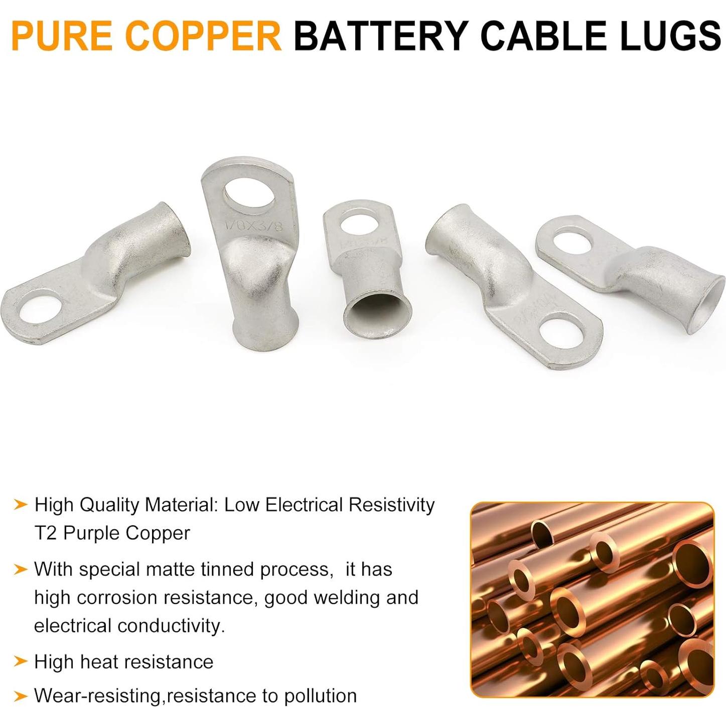 Kit de Terminales de Cobre Estaño SVAAR 0/2/4 AWG con Termoencogible