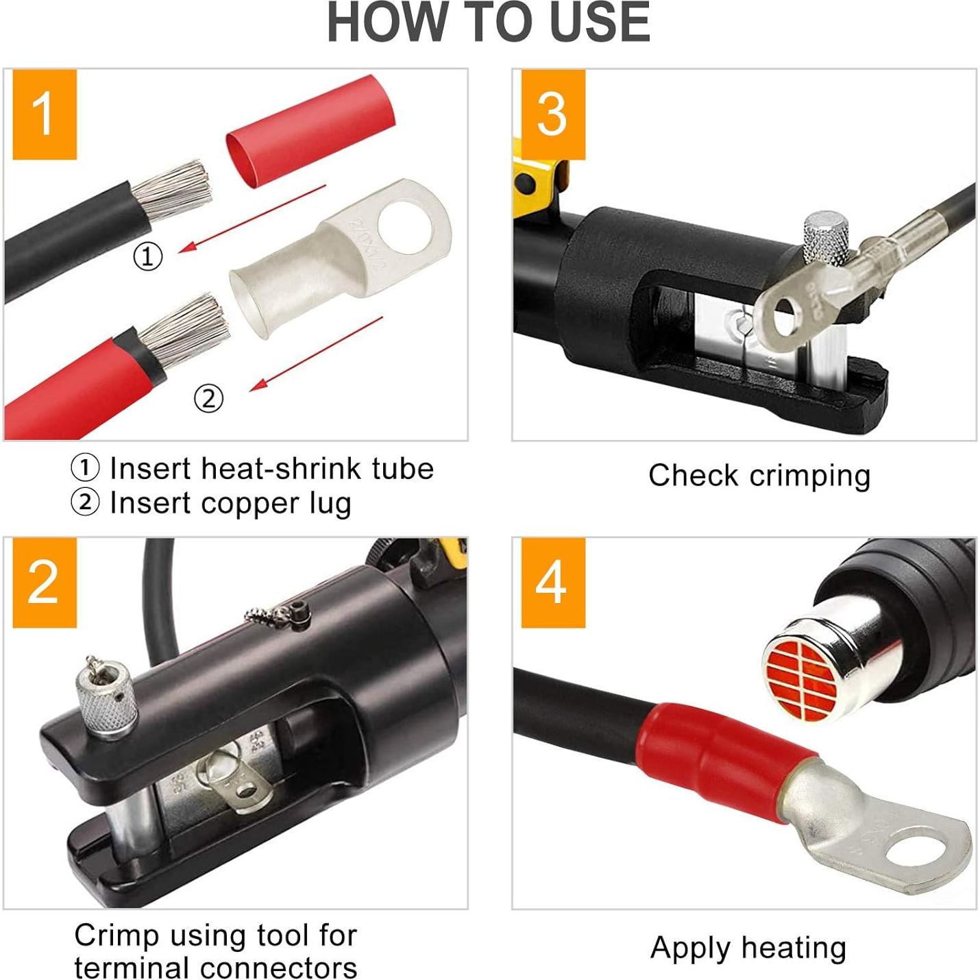 Kit de Terminales de Cobre Estaño SVAAR 0/2/4 AWG con Termoencogible