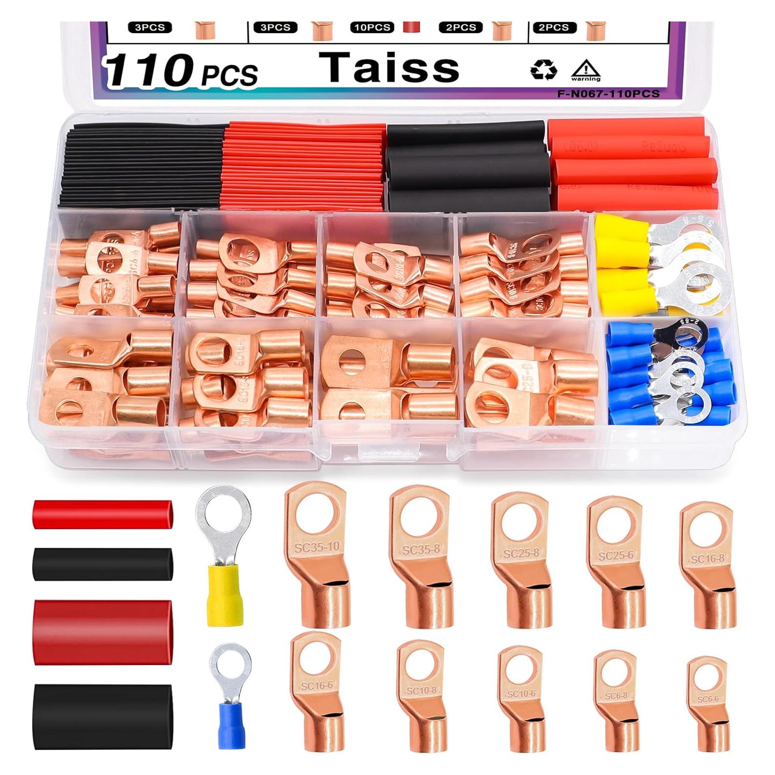 Kit de 110PCS Terminales de Cable de Cobre Taiss AWG 2-16