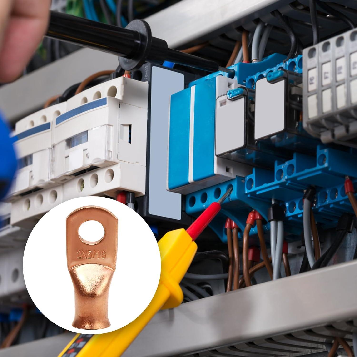 25 Terminales de Anillo de Cobre 2 AWG - 5/16" Opfiue