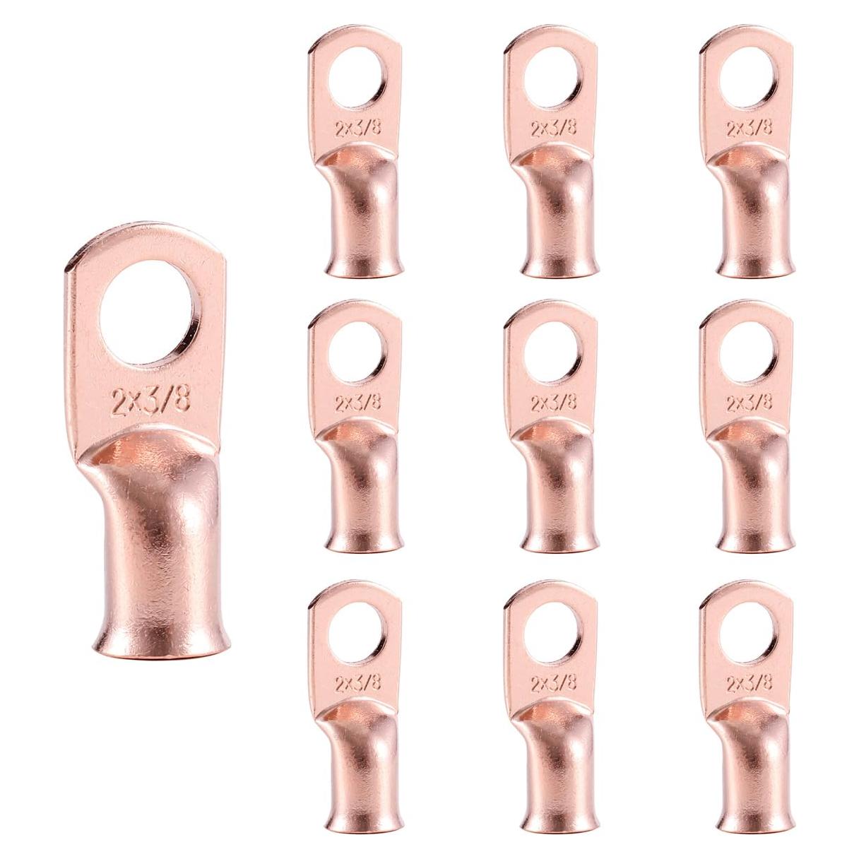 10 Terminales de Anillo de Cobre 2 AWG 3/8" Super Cloud