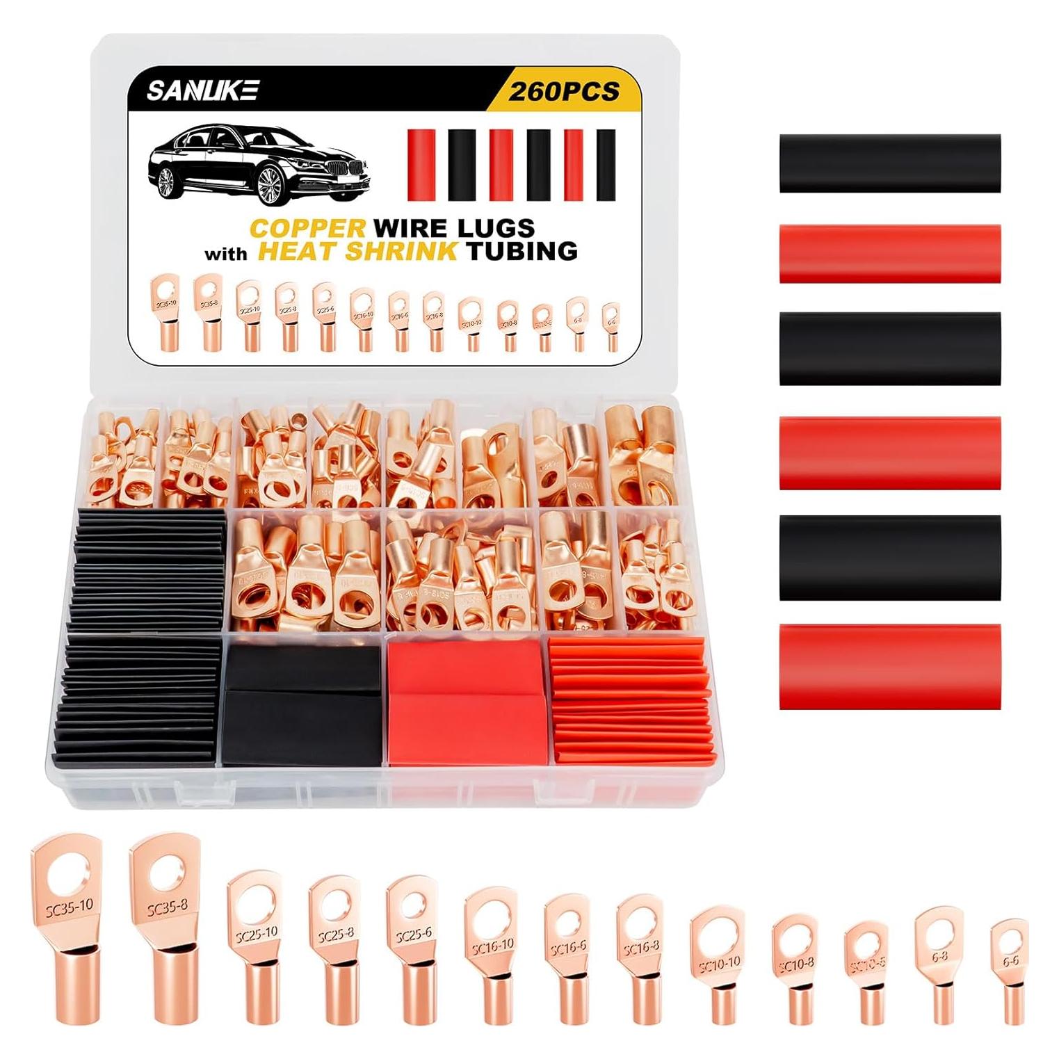 Kit de Conectores de Terminales de Cable Sanuke 260pcs Cobre