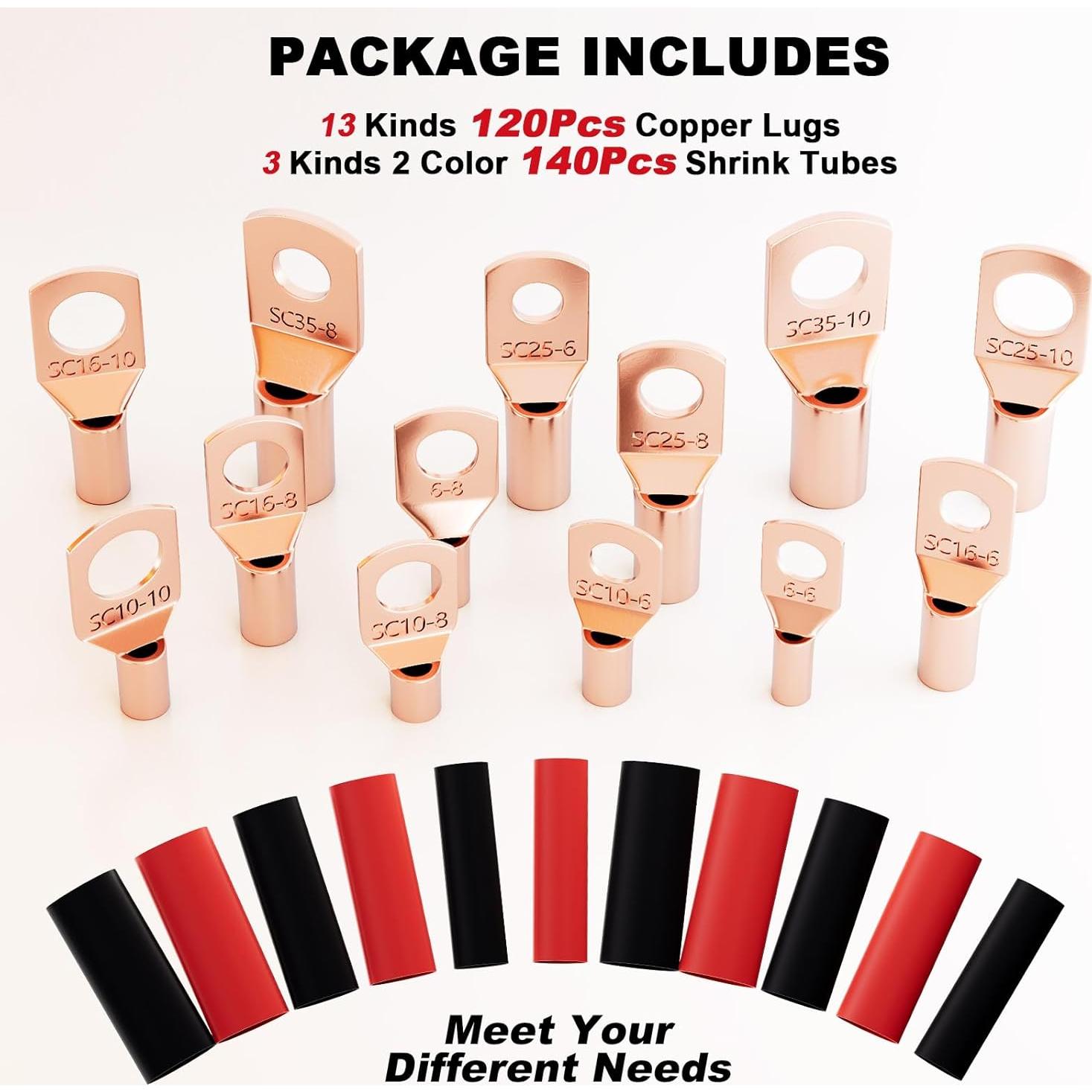 Kit de Conectores de Terminales de Cable Sanuke 260pcs Cobre