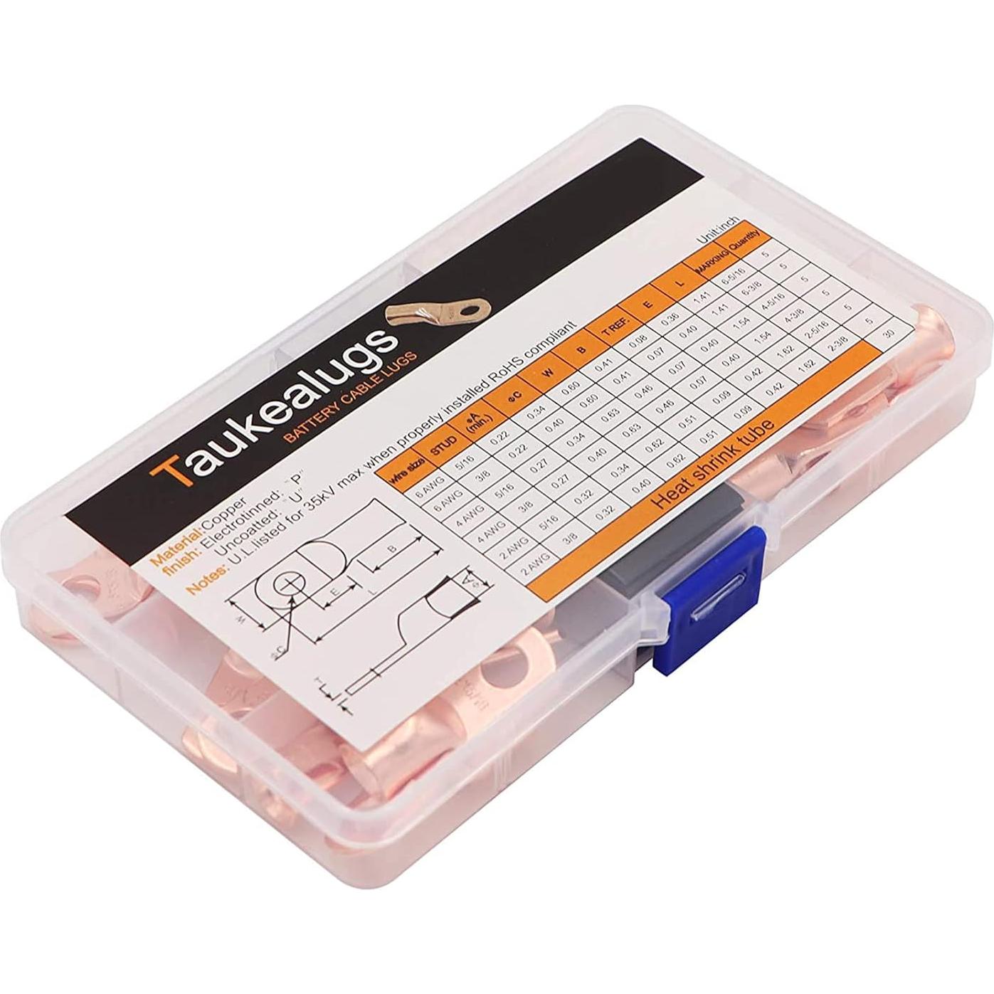 Kit de Conectores de Terminal de Batería Taukealugs 60pcs AWG
