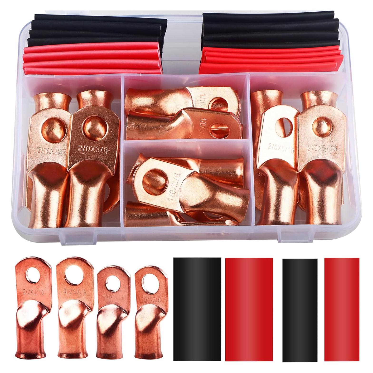 32 Piezas Terminales de Cable de Batería Cobre 1/0 2/0 AWG