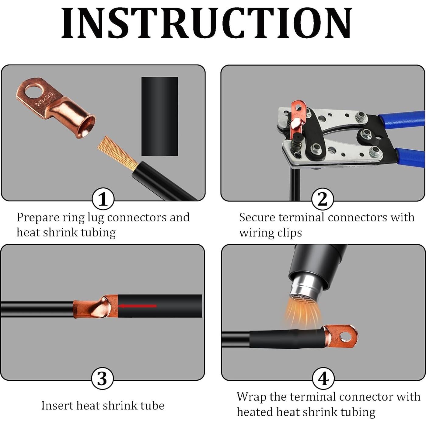 32 Piezas Terminales de Cable de Batería Cobre 1/0 2/0 AWG