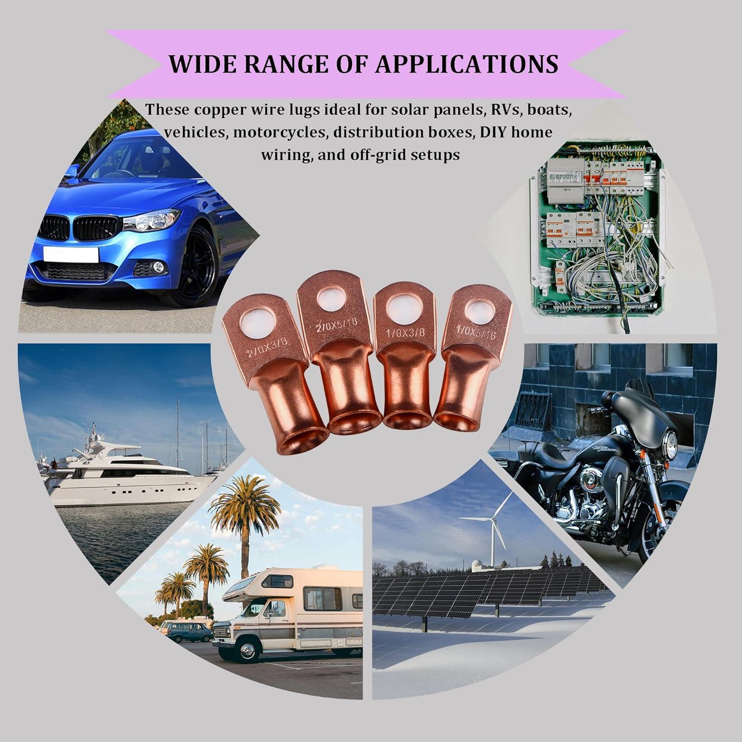 32 Piezas Terminales de Cable de Batería Cobre 1/0 2/0 AWG