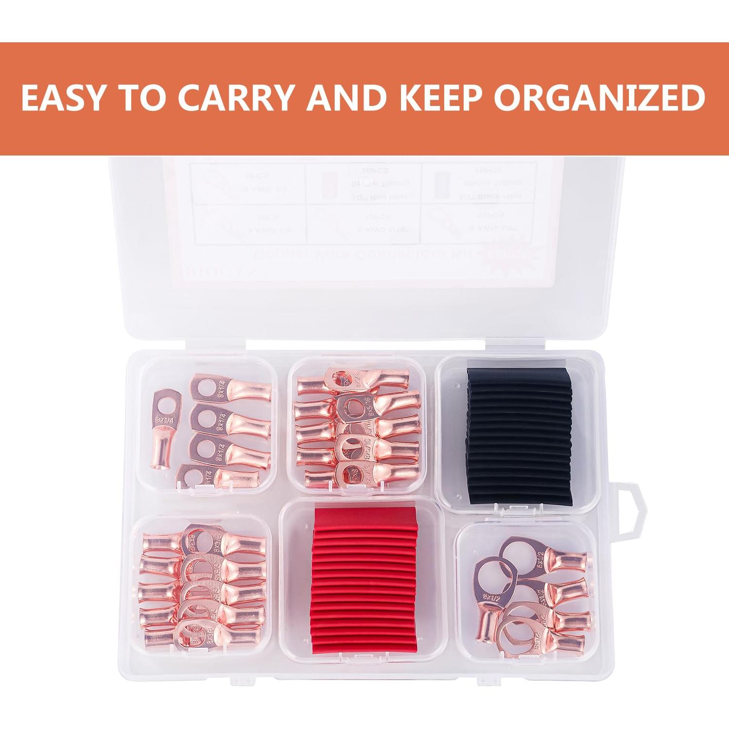 Conectores de Terminal de Anillo RIOCAN 8 AWG 62PCS Cobre