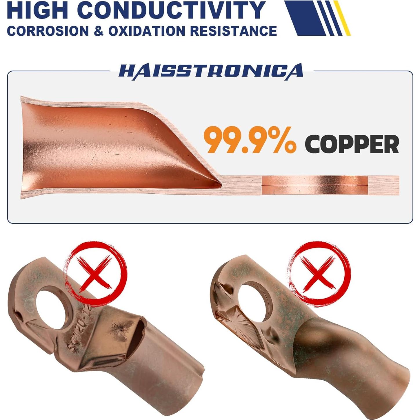 Kit de Terminales de Cable de Batería Haisstronica 80pcs Cobre Puro