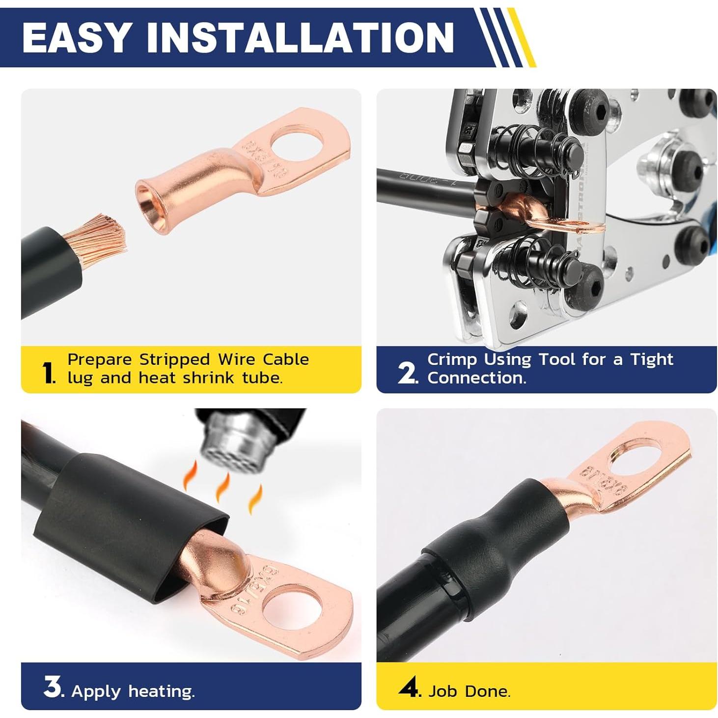 Kit de Terminales de Cable de Batería Haisstronica 80pcs Cobre Puro