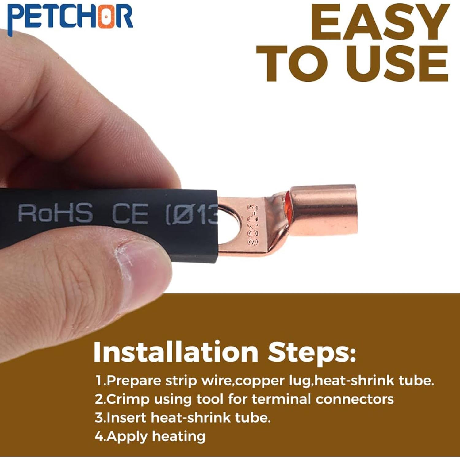 140 Conectores de Terminal de Cable de Cobre PETCHOR AWG 4-10