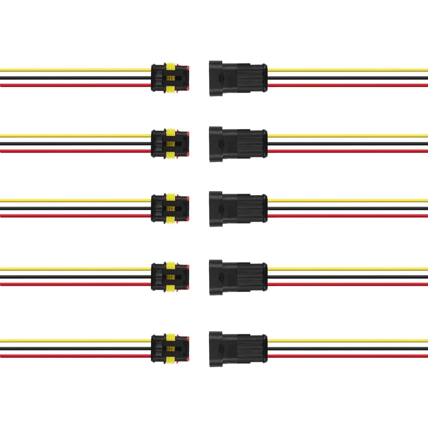 Kit de Conectores Eléctricos Automotrices 3 Pines Alzysnv IP67