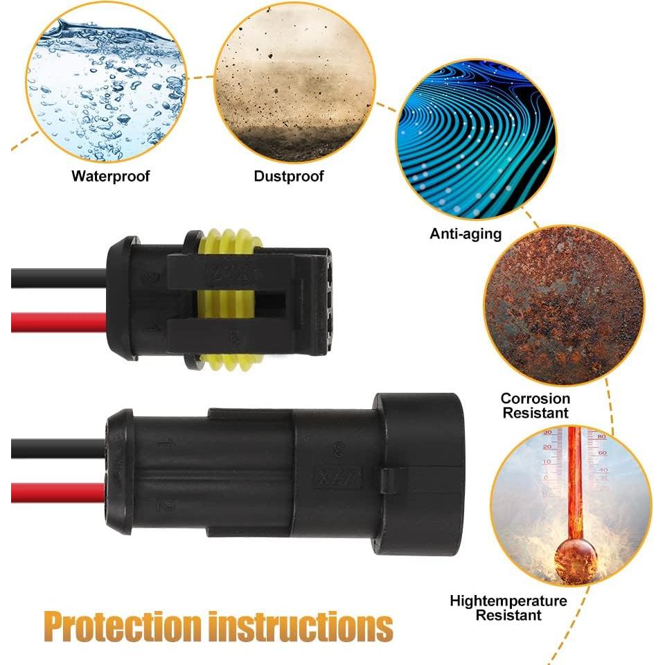 Kit de Conectores Eléctricos Automotrices 3 Pines Alzysnv IP67
