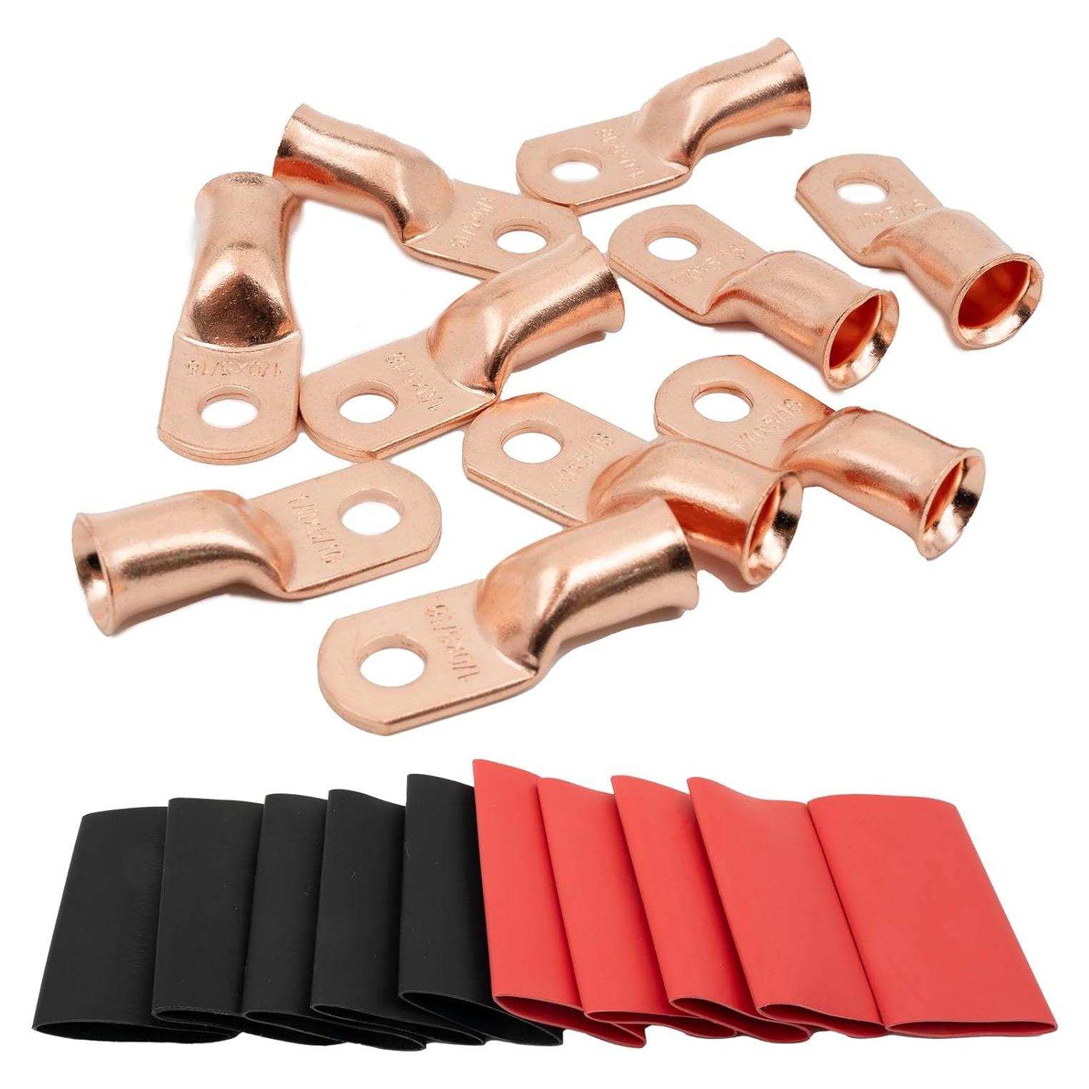 10 Conectores de Terminal de Cobre MEYOOZIISU 1/0 AWG 5/16"