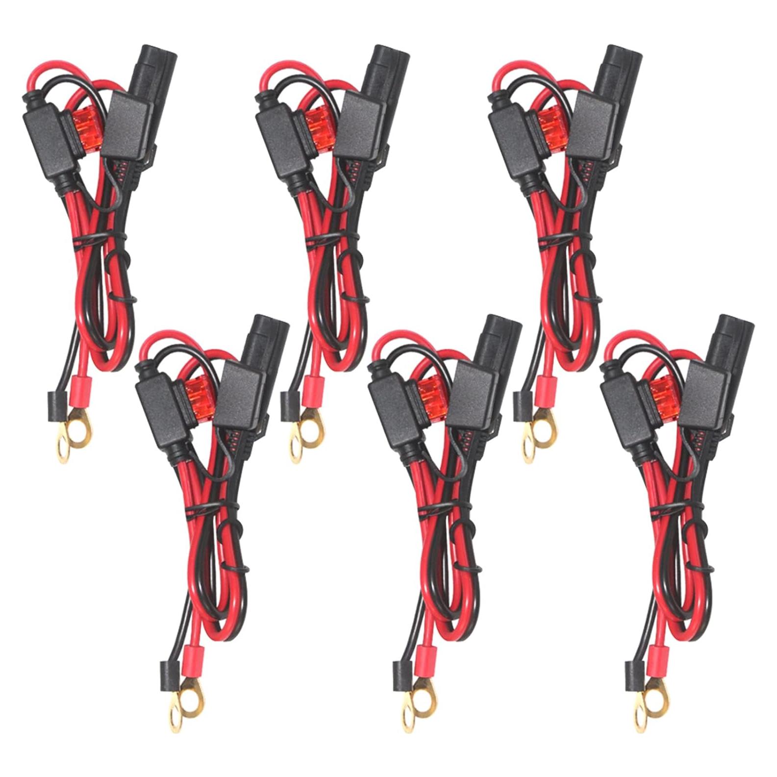 6 Pack Cable SAE a Anillo Terminal 0.61m 16AWG con Fusible 10A