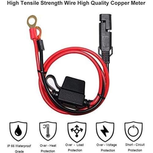 6 Pack Cable SAE a Anillo Terminal 0.61m 16AWG con Fusible 10A