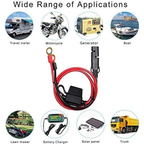 6 Pack Cable SAE a Anillo Terminal 0.61m 16AWG con Fusible 10A