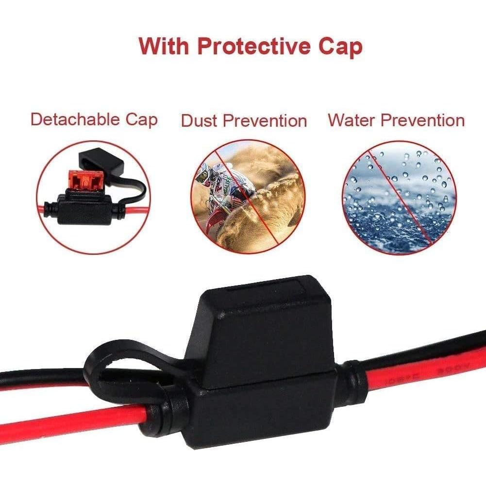 6 Pack Cable SAE a Anillo Terminal 0.61m 16AWG con Fusible 10A