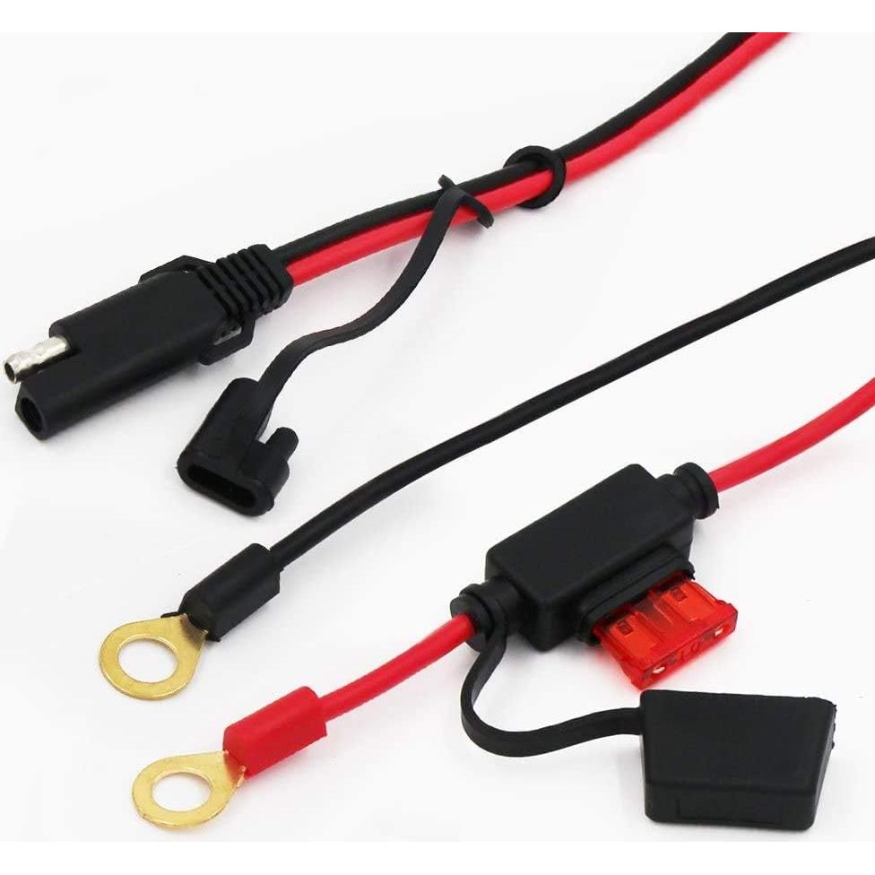 6 Pack Cable SAE a Anillo Terminal 0.61m 16AWG con Fusible 10A