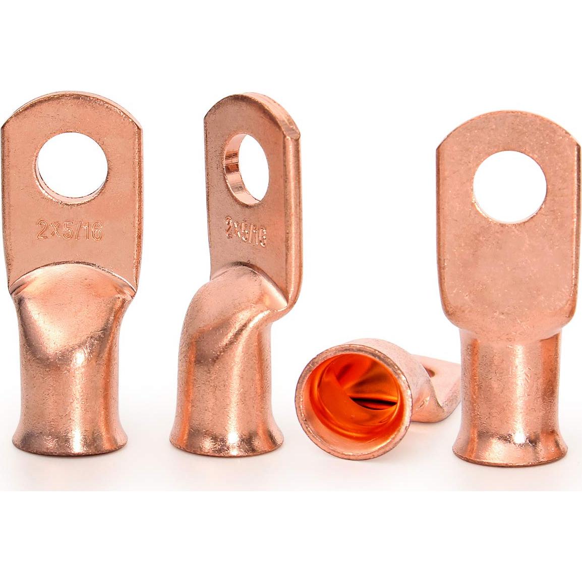 Kit 12 Conectores de Terminal de Anillo de Cobre 2 AWG 5/16"