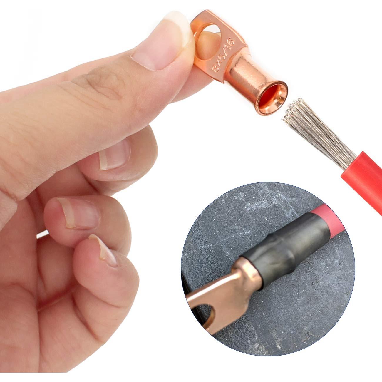 Kit 12 Conectores de Terminal de Anillo de Cobre 2 AWG 5/16"