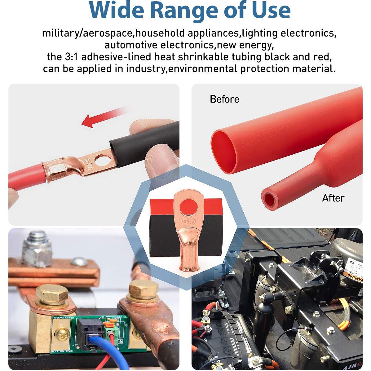 Kit 12 Conectores de Terminal de Anillo de Cobre 2 AWG 5/16"