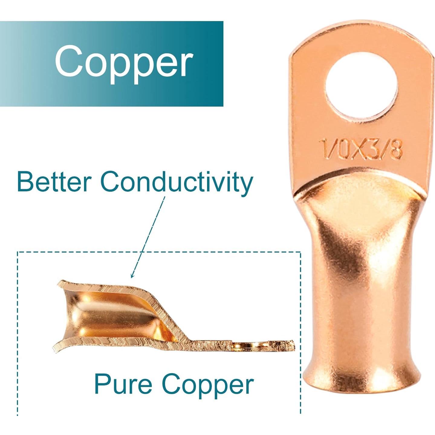 Kit de Conectores de Terminal de Batería 16 PCS Cobre 1/0 AWG