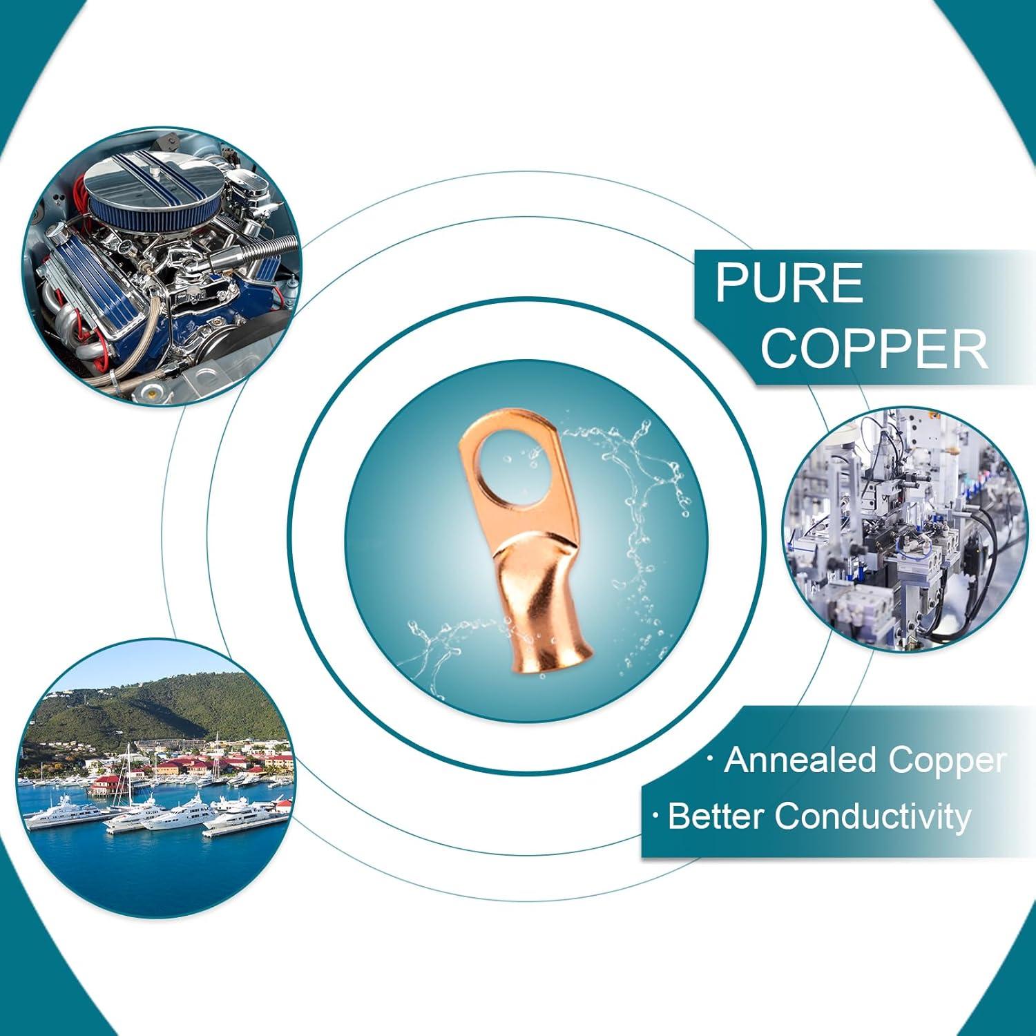 Kit de Conectores de Terminal de Batería 16 PCS Cobre 1/0 AWG