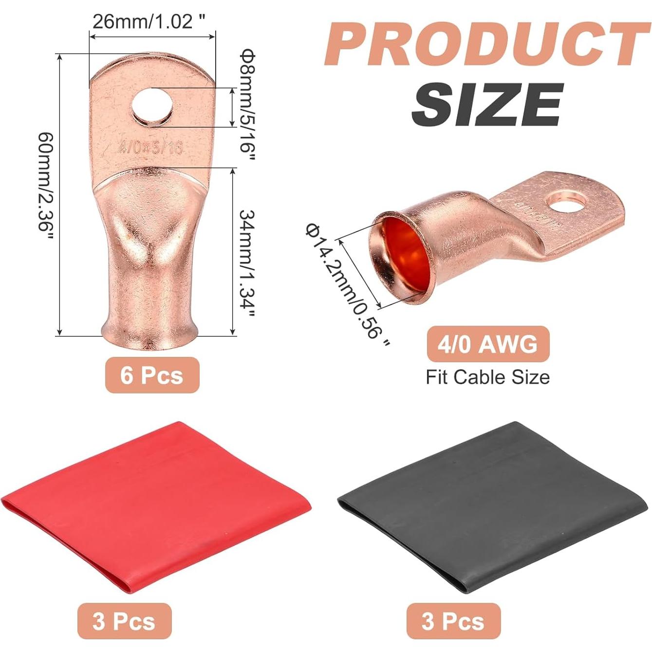 Terminales de Cable de Batería MECCANIXITY 4/0 AWG 6 Pcs