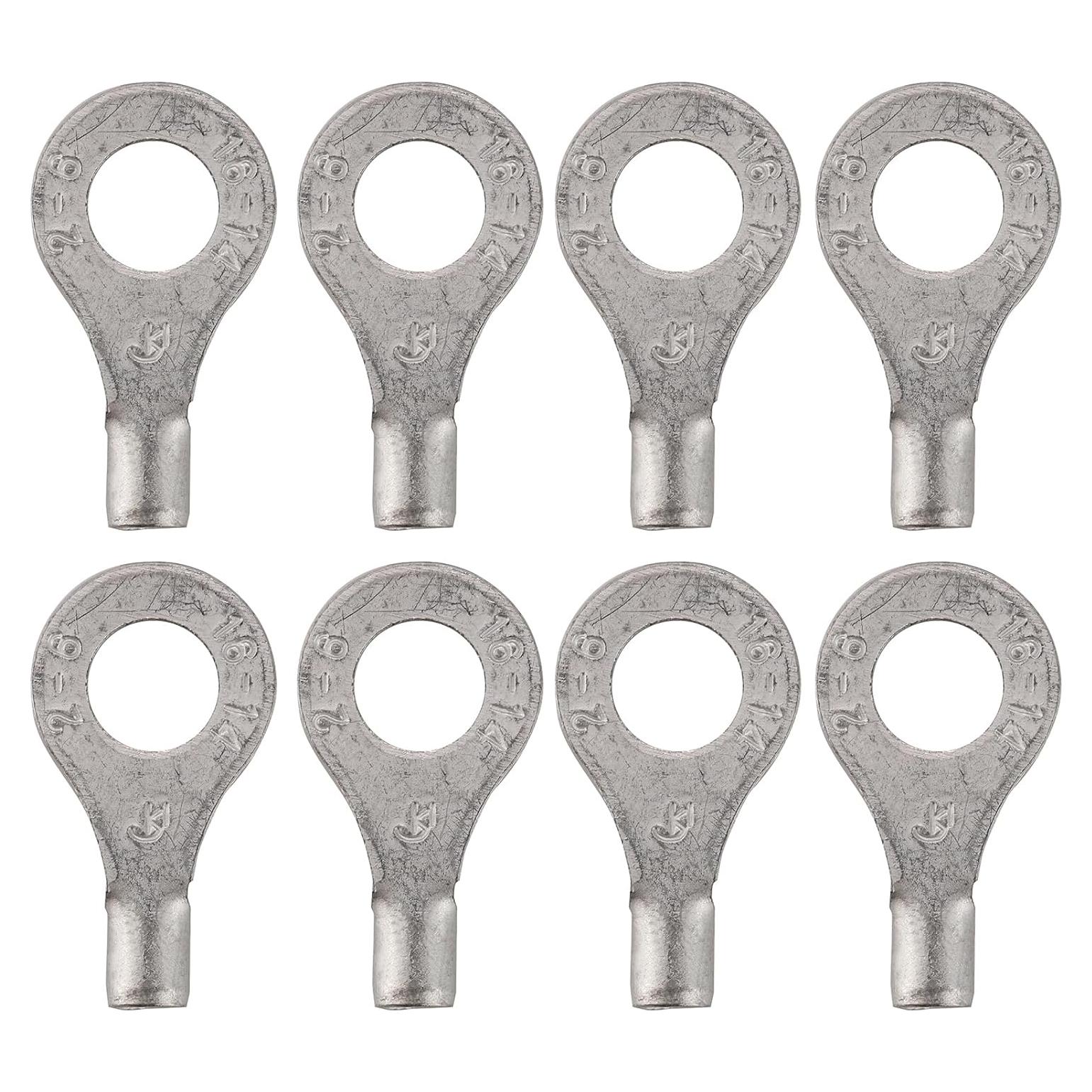 100 Terminales de Anillo No Aislados Teansic AWG16-14 6.35mm