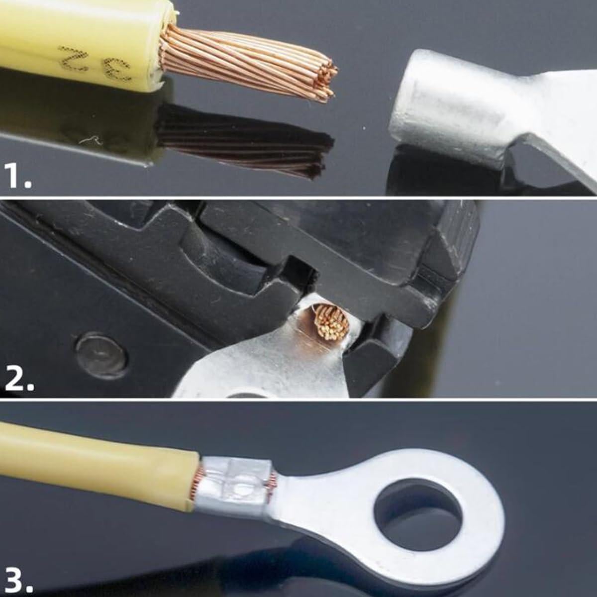 100 Terminales de Anillo No Aislados Teansic AWG16-14 6.35mm