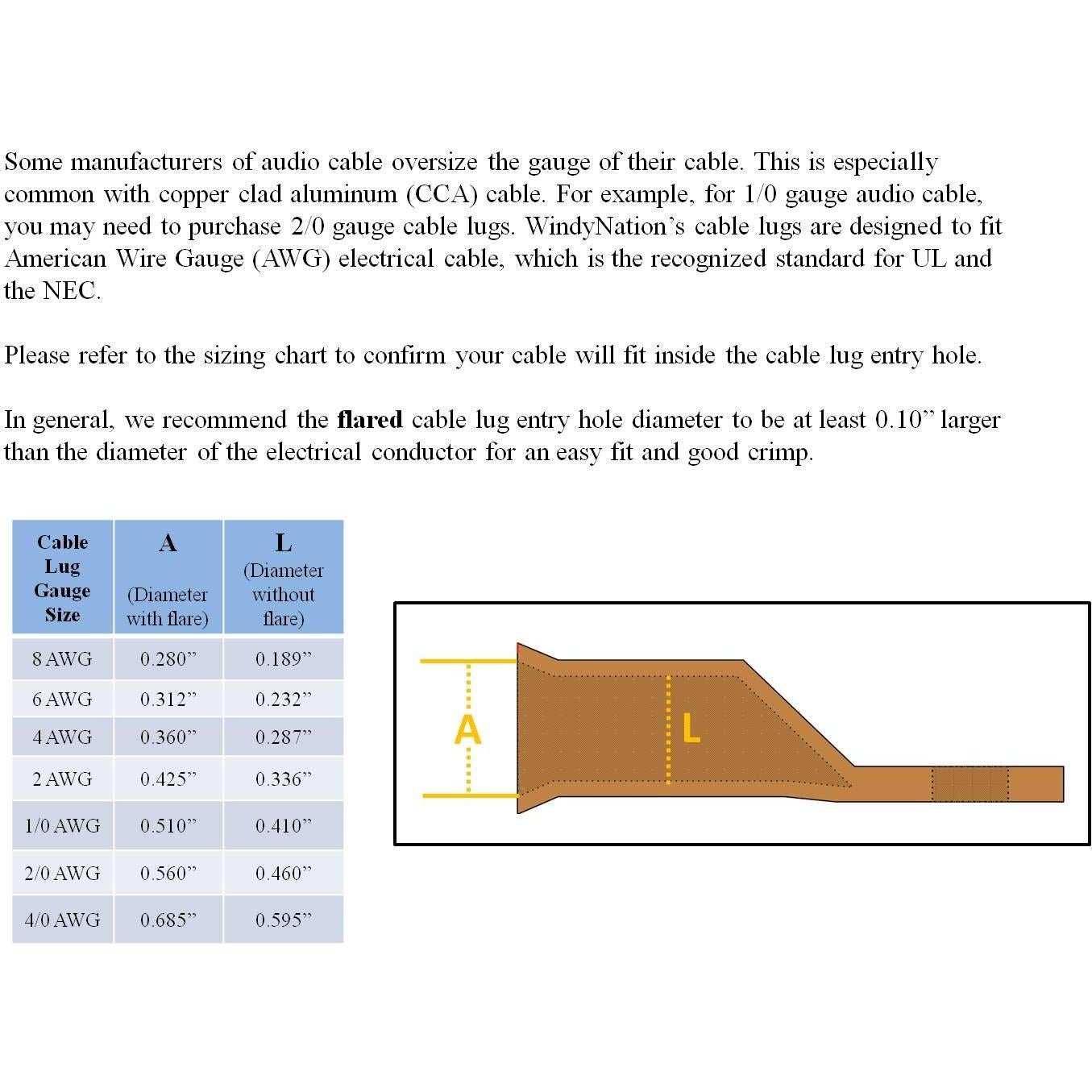 25 Terminales de Conector de Anillo 1/0 AWG + Tubo Termocontraíble