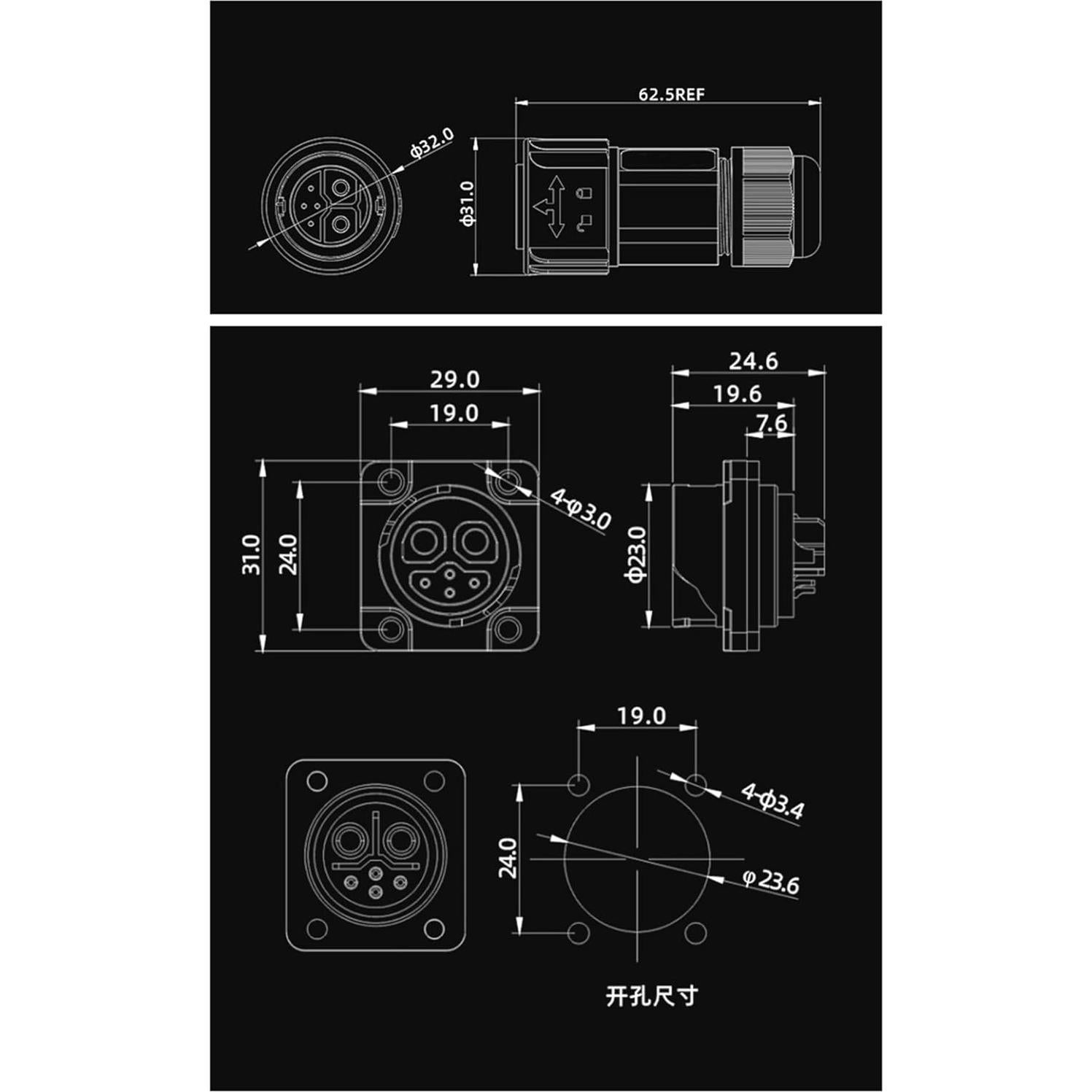 Conector M23 Impermeable 2+1+5 Pin YCYUYUFUNS