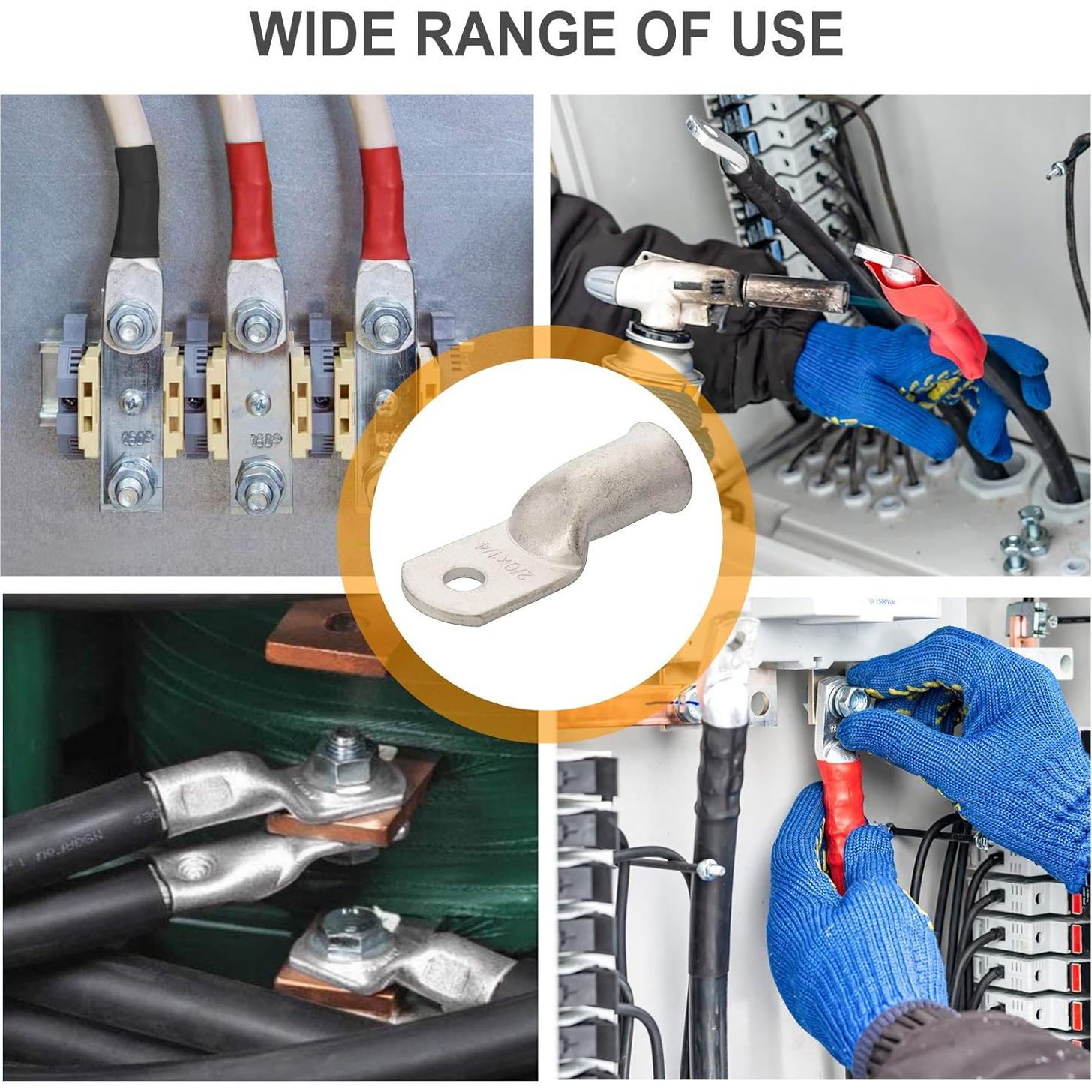 Terminales de Anillo de Cobre 0 AWG 100Tech - 8 Pcs con Tubos