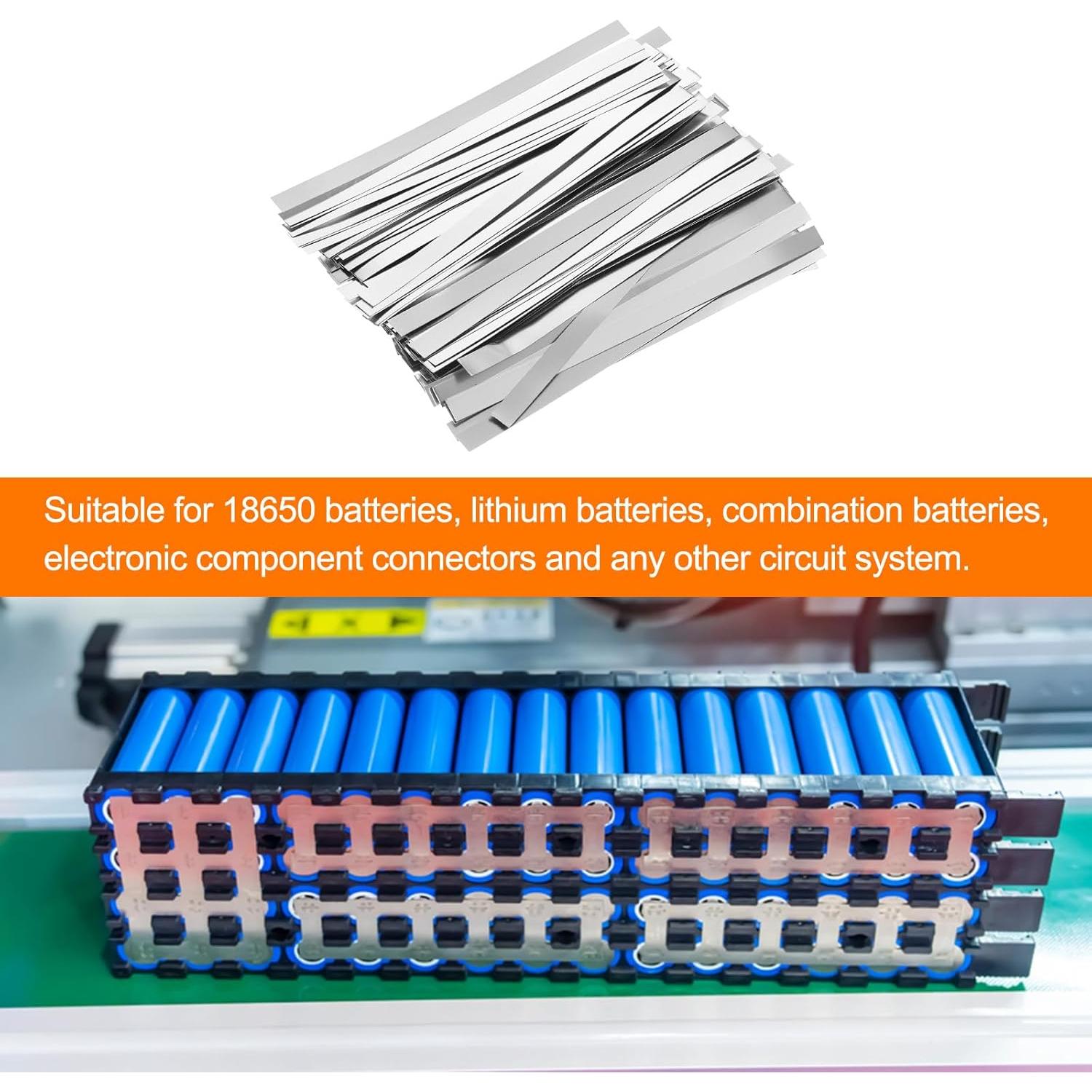 Tiras de Níquel 100pcs 0.15mm x 8mm HARFINGTON para Baterías